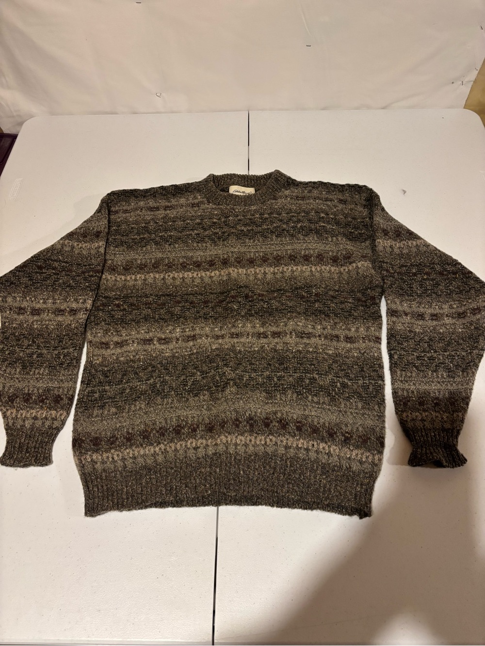 Vintage 90’s Eddie Bauer Wool Blend Crewneck Knit Brown Sweater Men’s Size L